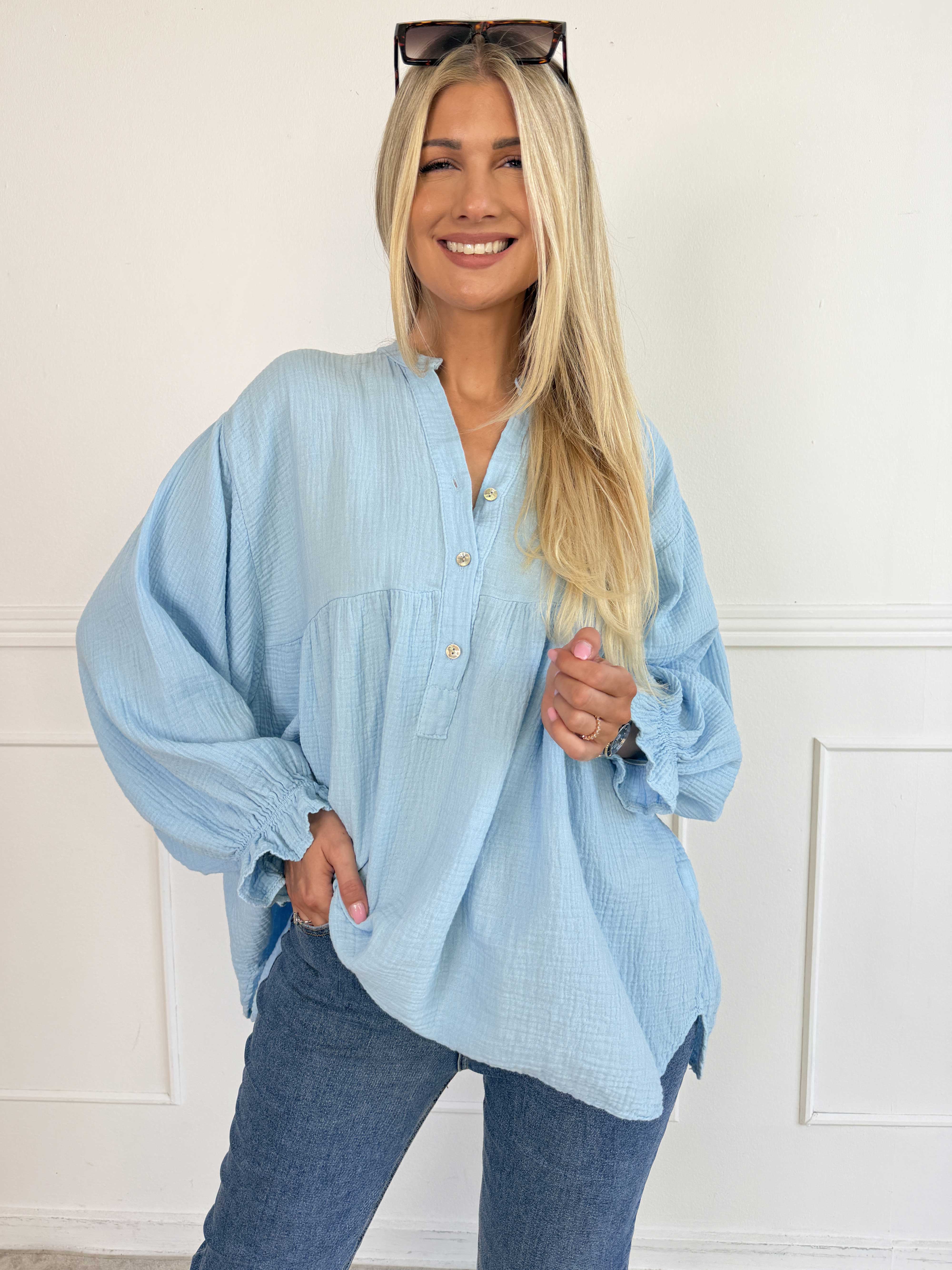 Diva Plain – Enfärgad plus size tunika i mjuk bomullsmuslin